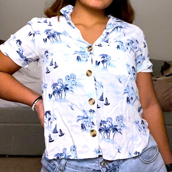 White palm tree T-shirt - Picture 1 of 4